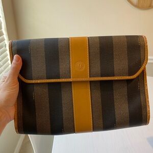 Vintage Fendi envelope leather clutch purse